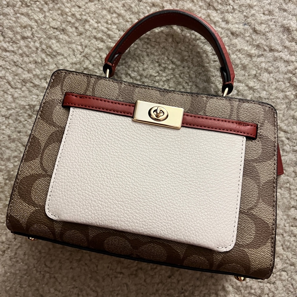 Coach Mini Lane Top Handle In Colorblock Signature Canvas C8318